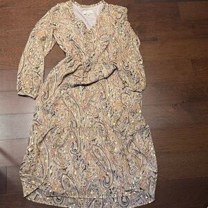 LOFT Paisley Print Midi Dress - Multicolor